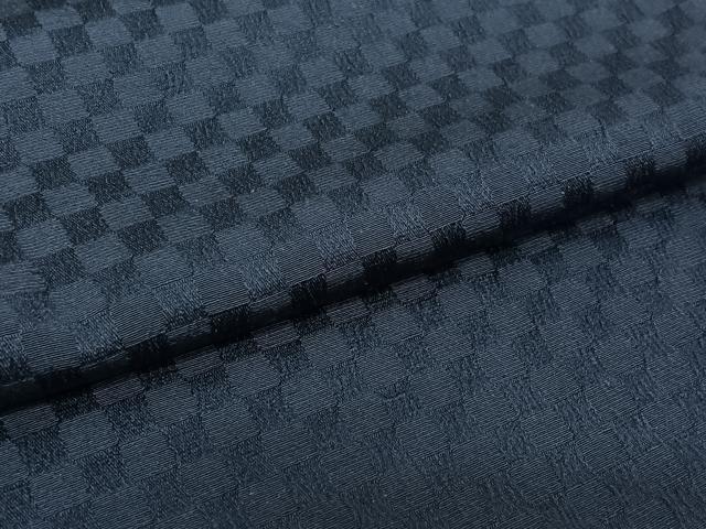 平和屋着物▽上質な色無地　単衣　市松地紋　青藤色　正絹　逸品　AABL0465jh
