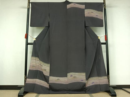平和屋着物▽国広富之　訪問着　単衣　庭園　金銀彩　正絹　逸品　未使用　AABL0468jh