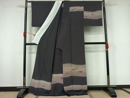 平和屋着物▽国広富之　訪問着　単衣　庭園　金銀彩　正絹　逸品　未使用　AABL0468jh