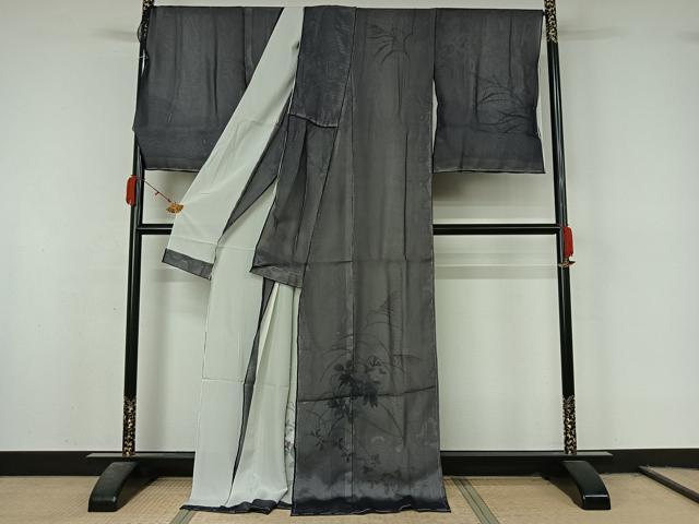 平和屋着物▽訪問着　無双　紗袷　紗×絽　手描き　草花文　金彩　仮絵羽　正絹　逸品　未使用　AABL0473jh