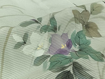平和屋着物▽訪問着　無双　紗袷　紗×絽　手描き　草花文　金彩　仮絵羽　正絹　逸品　未使用　AABL0473jh