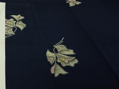 平和屋着物▽上質な小紋　単衣　寿光織　草花文　正絹　逸品　AABL0477jh