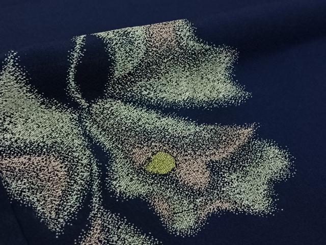 平和屋着物▽上質な小紋　単衣　寿光織　草花文　正絹　逸品　AABL0477jh
