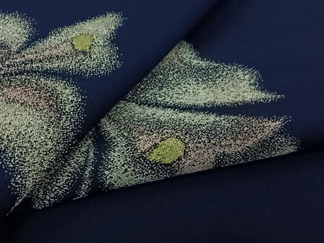 平和屋着物▽上質な小紋　単衣　寿光織　草花文　正絹　逸品　AABL0477jh