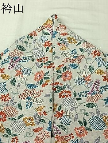 平和屋着物▽上質な小紋　単衣　花唐草文　正絹　逸品　AABL0480jh
