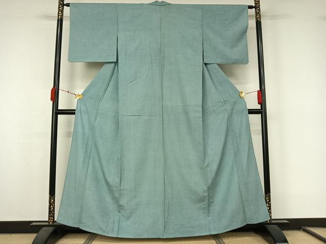 平和屋着物▽上質な紬　単衣　色無地　瓶覗色　正絹　逸品　AABL0488jh