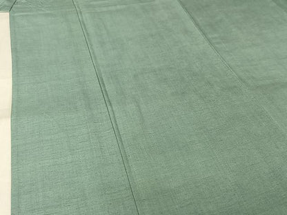 平和屋着物▽上質な紬　単衣　色無地　瓶覗色　正絹　逸品　AABL0488jh