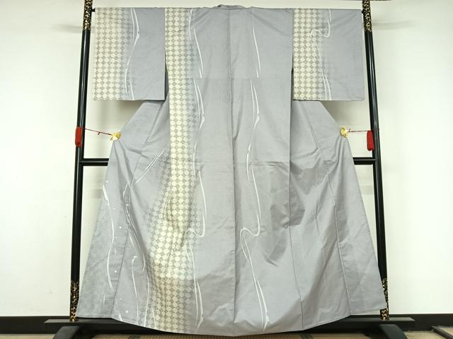平和屋着物▽本場染大島紬　訪問着　単衣　流水文　金銀彩　正絹　逸品　未使用　AABL0492jh