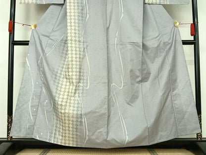 平和屋着物▽本場染大島紬　訪問着　単衣　流水文　金銀彩　正絹　逸品　未使用　AABL0492jh