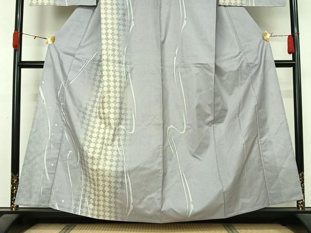 平和屋着物▽本場染大島紬　訪問着　単衣　流水文　金銀彩　正絹　逸品　未使用　AABL0492jh