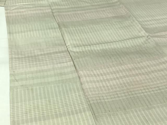 平和屋着物▽上質な紬　単衣　横段文　正絹　逸品　AABL0493jh
