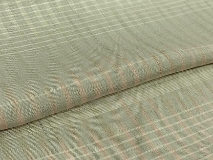 平和屋着物▽上質な紬　単衣　横段文　正絹　逸品　AABL0493jh