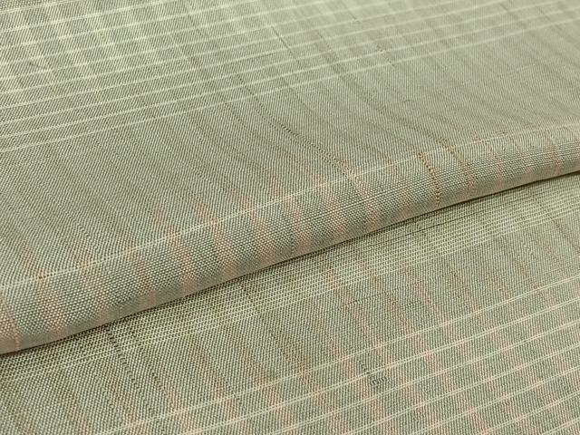 平和屋着物▽上質な紬　単衣　横段文　正絹　逸品　AABL0493jh