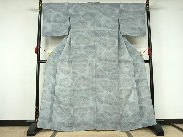 平和屋着物▽上質な小紋　単衣　作家物　霞文　鬼しぼ縮緬　正絹　逸品　AABL0494jh