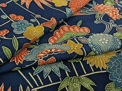 平和屋着物▽上質な小紋　単衣　型染め　松竹梅　正絹　逸品　AABL0500jh