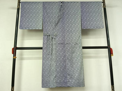 平和屋着物▽道中着　スリーシーズン　春夏秋　塵除け　更紗花唐草文様　ロング丈　正絹　逸品　AABL0503jh