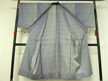 平和屋着物▽道中着　スリーシーズン　春夏秋　塵除け　更紗花唐草文様　ロング丈　正絹　逸品　AABL0503jh