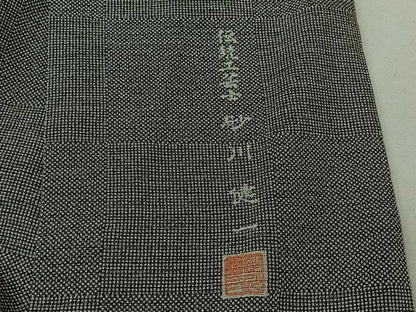 平和屋着物▽伝統工芸士 砂川健一　江戸小紋　単衣　市松文様　正絹　逸品　未使用　AABL0508jh