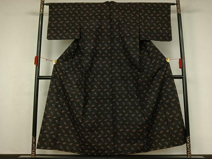 平和屋着物▽久米島紬　単衣　琉球絣文様　正絹　逸品　AABL0511jh