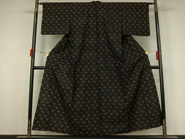 平和屋着物▽久米島紬　単衣　琉球絣文様　正絹　逸品　AABL0511jh