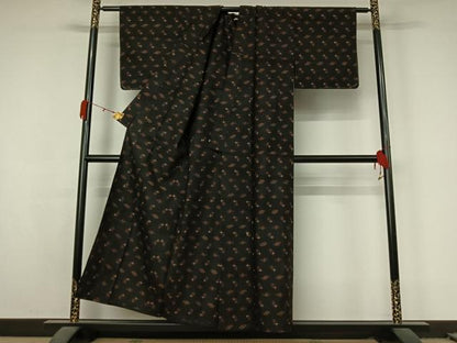 平和屋着物▽久米島紬　単衣　琉球絣文様　正絹　逸品　AABL0511jh