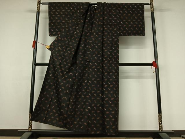 平和屋着物▽久米島紬　単衣　琉球絣文様　正絹　逸品　AABL0511jh