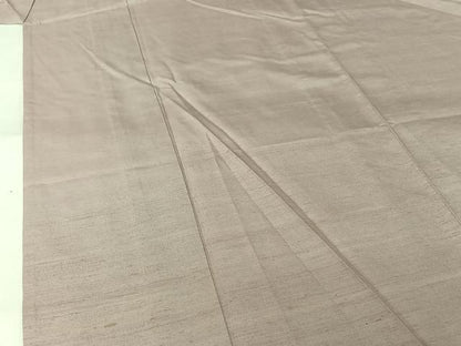 平和屋着物▽上質な紬　単衣　半沢織　灰桜色　反端付き　正絹　逸品　AABL0513jh