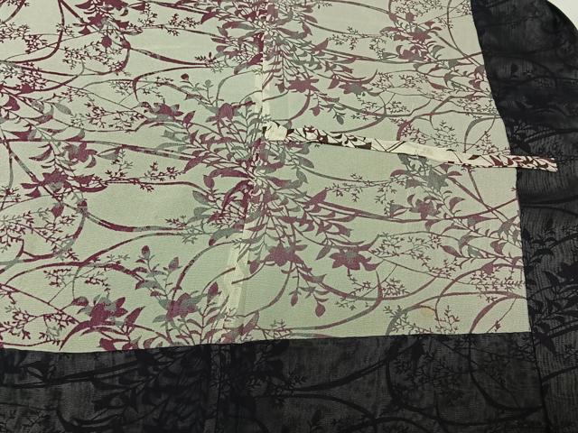 平和屋着物▽道中着　無双　紗袷　紗×紗　スリーシーズン　春夏秋　塵除け　草花文　正絹　逸品　AABL0516jh