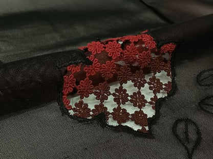 平和屋着物▽羽織　スリーシーズン　春夏秋　塵除け　草花文　黒地　正絹　逸品　未使用　AABL0520jh