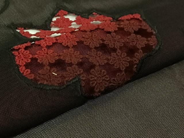 平和屋着物▽羽織　スリーシーズン　春夏秋　塵除け　草花文　黒地　正絹　逸品　未使用　AABL0520jh