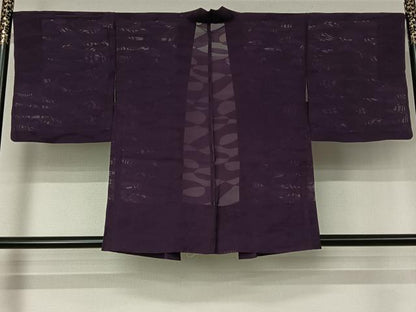平和屋着物▽羽織　スリーシーズン　春夏秋　塵除け　幾何学文様　葡萄色　正絹　逸品　AABL0521jh