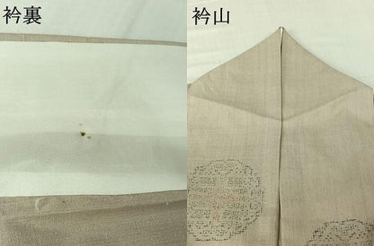 平和屋着物▽重要無形文化財　本場結城紬　単衣　80亀甲　花丸文　鑑定書付き　岡本弘作　正絹　逸品　AABL0522jh