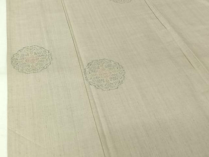 平和屋着物▽重要無形文化財　本場結城紬　単衣　80亀甲　花丸文　鑑定書付き　岡本弘作　正絹　逸品　AABL0522jh