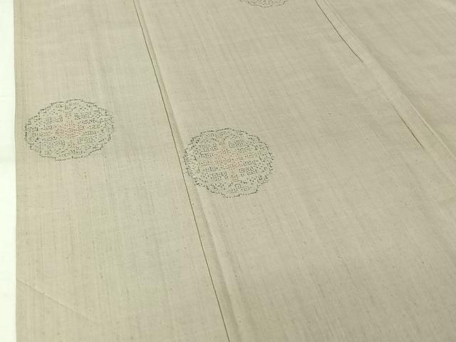 平和屋着物▽重要無形文化財　本場結城紬　単衣　80亀甲　花丸文　鑑定書付き　岡本弘作　正絹　逸品　AABL0522jh