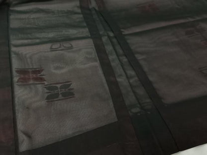 平和屋着物▽羽織　スリーシーズン　春夏秋　塵除け　草花文　黒地　正絹　逸品　未使用　AABL0523jh