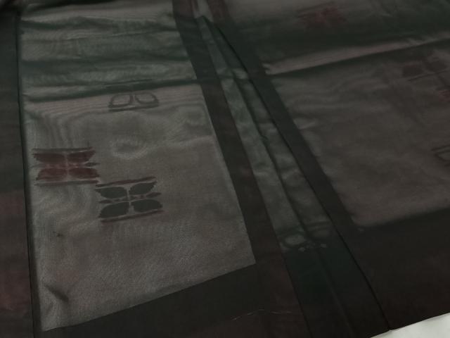 平和屋着物▽羽織　スリーシーズン　春夏秋　塵除け　草花文　黒地　正絹　逸品　未使用　AABL0523jh