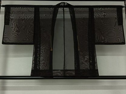 平和屋着物▽羽織　スリーシーズン　春夏秋　塵除け　黒地　正絹　逸品　AABL0524jh