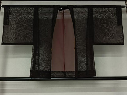 平和屋着物▽羽織　スリーシーズン　春夏秋　塵除け　黒地　正絹　逸品　AABL0524jh