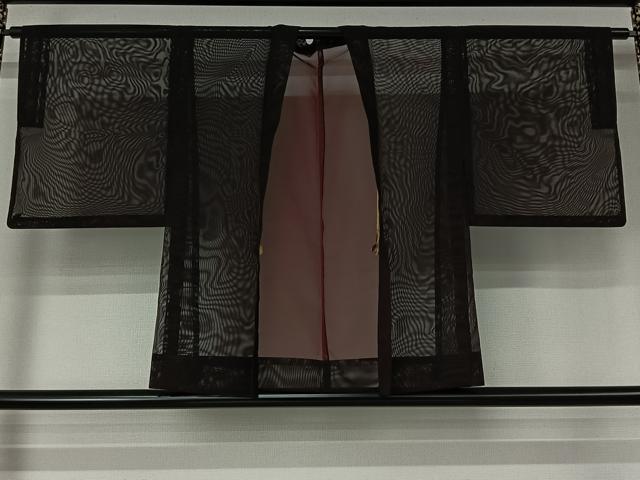 平和屋着物▽羽織　スリーシーズン　春夏秋　塵除け　黒地　正絹　逸品　AABL0524jh