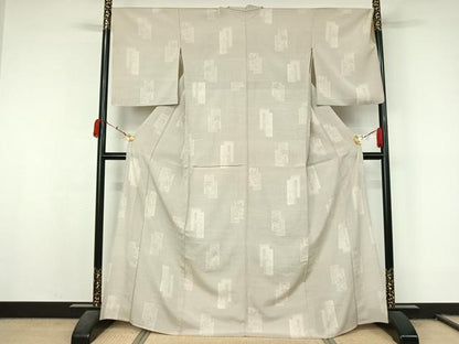 平和屋着物▽本塩沢　単衣　短冊花文　やまと誂製　正絹　逸品　AABL0527jh