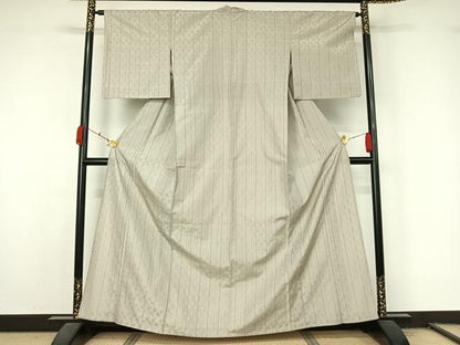 平和屋着物▽米沢　白根沢　紬　単衣　もじり織　綟子織　飛鳥文　正絹　逸品　AABL0528jh