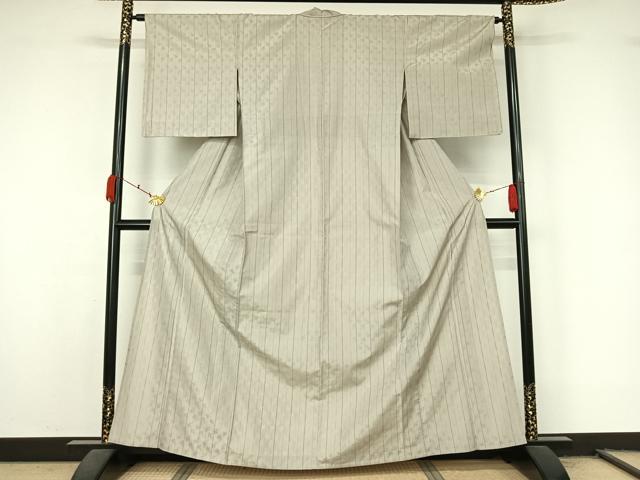 平和屋着物▽米沢　白根沢　紬　単衣　もじり織　綟子織　飛鳥文　正絹　逸品　AABL0528jh