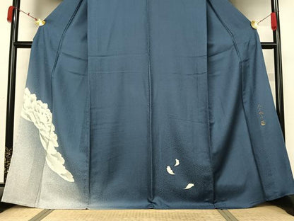 平和屋着物▽斎藤良樹　訪問着　単衣　舞花文　金彩　反端付き　正絹　逸品　AABL0529jh