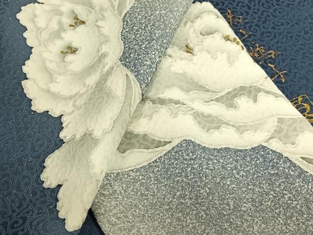 平和屋着物▽斎藤良樹　訪問着　単衣　舞花文　金彩　反端付き　正絹　逸品　AABL0529jh
