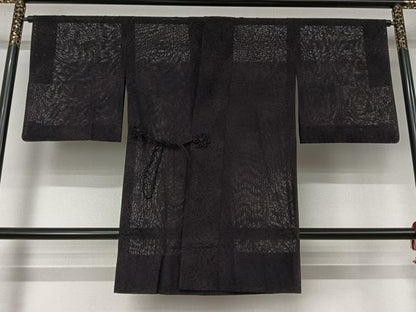 平和屋着物▽道中着　スリーシーズン　春夏秋　塵除け　花づくし文　薔薇　紫黒色　正絹　逸品　AABL0530jh