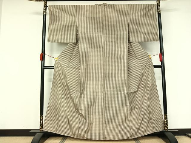 平和屋着物▽坂尻耕人　小紋　単衣　縞　正絹　逸品　AABL0532jh