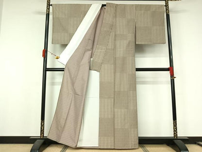 平和屋着物▽坂尻耕人　小紋　単衣　縞　正絹　逸品　AABL0532jh