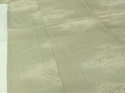 平和屋着物▽本場越後塩沢紬　単衣　110亀甲　風景流水文　証紙付き　正絹　逸品　AABL0535jh