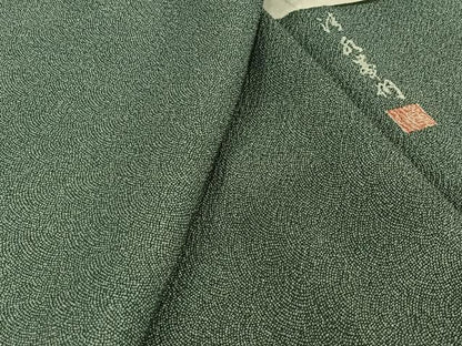 平和屋着物▽清水峯州　江戸小紋　単衣　極小鮫小紋柄　反端付き　正絹　逸品　AABL0537jh