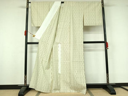 平和屋着物▽上質な紬　単衣　立涌文　正絹　逸品　AABL0543jh